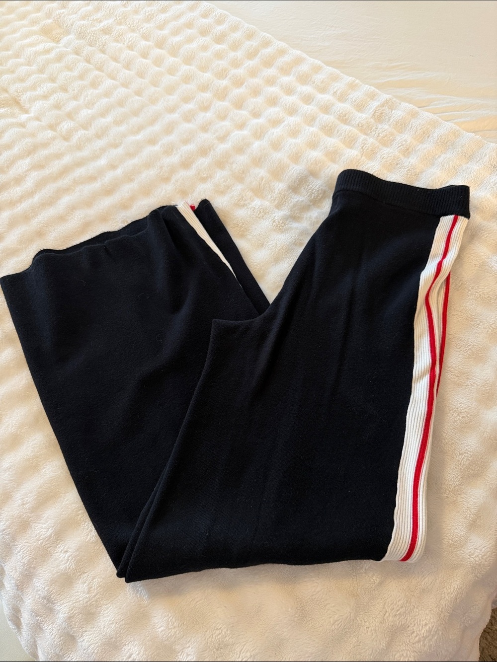 House of Harlow Knit Pants with White and Red Side Stripe